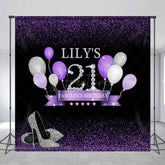 Aperturee - Aperturee Custom Purple Balloon High Heels Birthday Backdrop